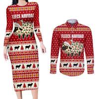 Sheep Merry Christmas Couples Matching Long Sleeve Bodycon Dress and Long Sleeve Button Shirt Xmas Holiday Patterns - Wonder Print Shop