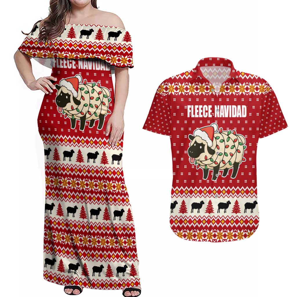 Sheep Merry Christmas Couples Matching Off Shoulder Maxi Dress and Hawaiian Shirt Xmas Holiday Patterns - Wonder Print Shop