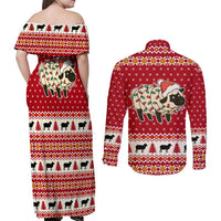Sheep Merry Christmas Couples Matching Off Shoulder Maxi Dress and Long Sleeve Button Shirt Xmas Holiday Patterns - Wonder Print Shop