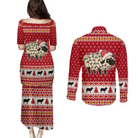 Sheep Merry Christmas Couples Matching Puletasi and Long Sleeve Button Shirt Xmas Holiday Patterns - Wonder Print Shop