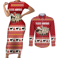 Sheep Merry Christmas Couples Matching Short Sleeve Bodycon Dress and Long Sleeve Button Shirt Xmas Holiday Patterns - Wonder Print Shop