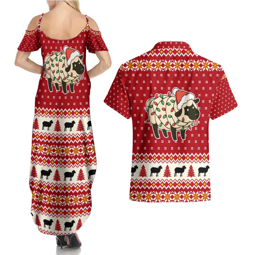 Sheep Merry Christmas Couples Matching Summer Maxi Dress and Hawaiian Shirt Xmas Holiday Patterns - Wonder Print Shop