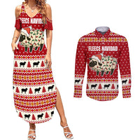 Sheep Merry Christmas Couples Matching Summer Maxi Dress and Long Sleeve Button Shirt Xmas Holiday Patterns - Wonder Print Shop