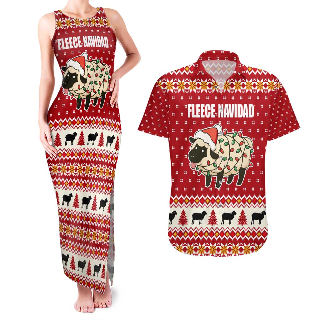 Sheep Merry Christmas Couples Matching Tank Maxi Dress and Hawaiian Shirt Xmas Holiday Patterns - Wonder Print Shop