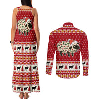 Sheep Merry Christmas Couples Matching Tank Maxi Dress and Long Sleeve Button Shirt Xmas Holiday Patterns - Wonder Print Shop