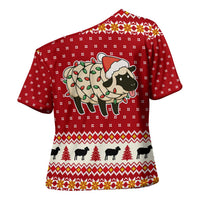 Sheep Merry Christmas Cross Shoulder Shirt Xmas Holiday Patterns - Wonder Print Shop