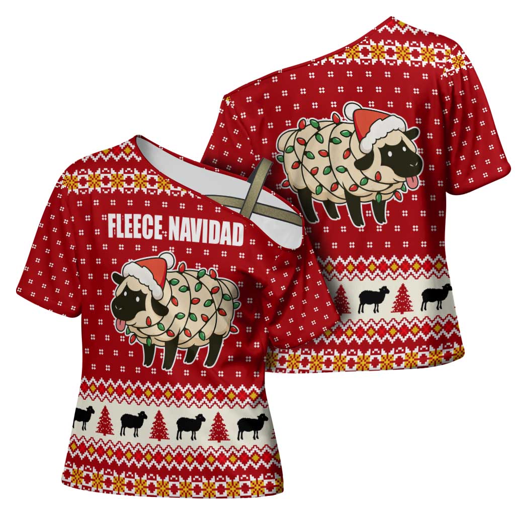 Sheep Merry Christmas Cross Shoulder Shirt Xmas Holiday Patterns - Wonder Print Shop