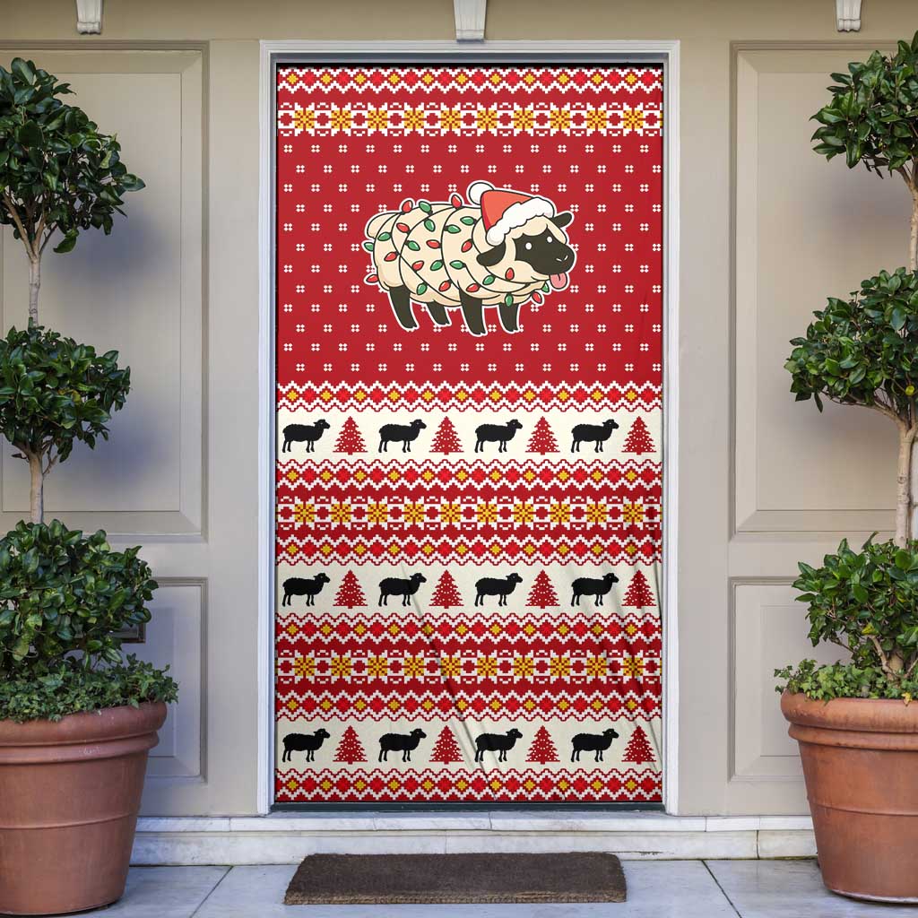 Sheep Merry Christmas Door Cover Xmas Holiday Patterns - Wonder Print Shop