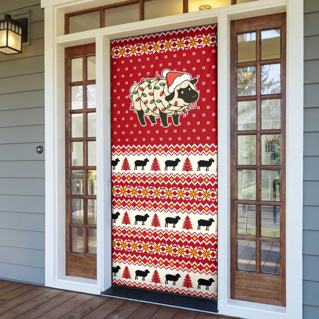Sheep Merry Christmas Door Cover Xmas Holiday Patterns - Wonder Print Shop
