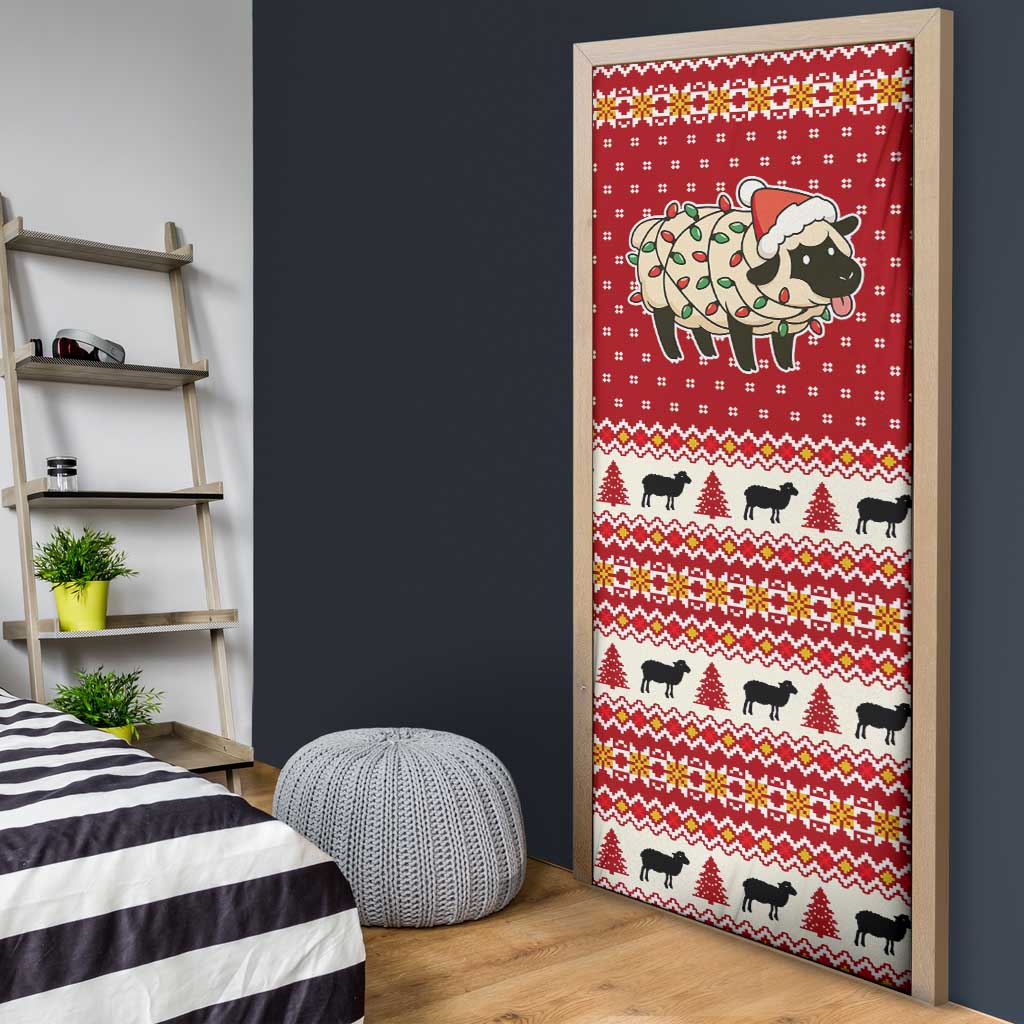 Sheep Merry Christmas Door Cover Xmas Holiday Patterns - Wonder Print Shop