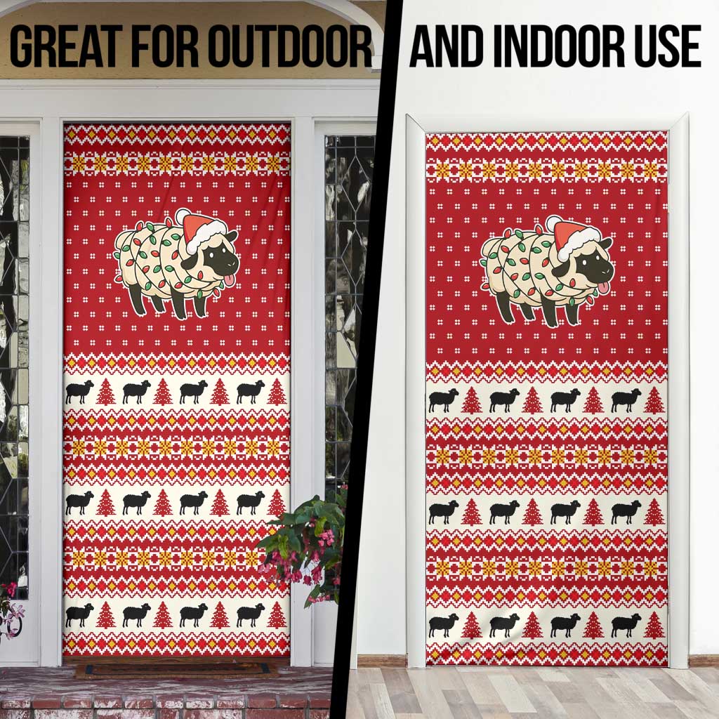 Sheep Merry Christmas Door Cover Xmas Holiday Patterns - Wonder Print Shop