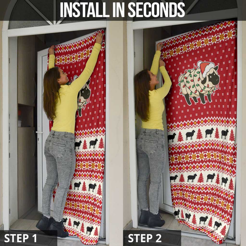 Sheep Merry Christmas Door Cover Xmas Holiday Patterns - Wonder Print Shop