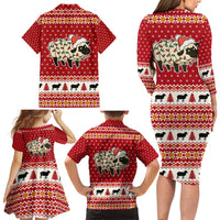 Sheep Merry Christmas Family Matching Long Sleeve Bodycon Dress and Hawaiian Shirt Xmas Holiday Patterns - Wonder Print Shop