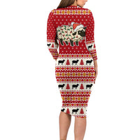 Sheep Merry Christmas Family Matching Long Sleeve Bodycon Dress and Hawaiian Shirt Xmas Holiday Patterns - Wonder Print Shop