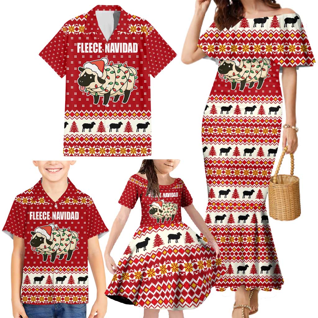Sheep Merry Christmas Family Matching Mermaid Dress and Hawaiian Shirt Xmas Holiday Patterns - Wonder Print Shop