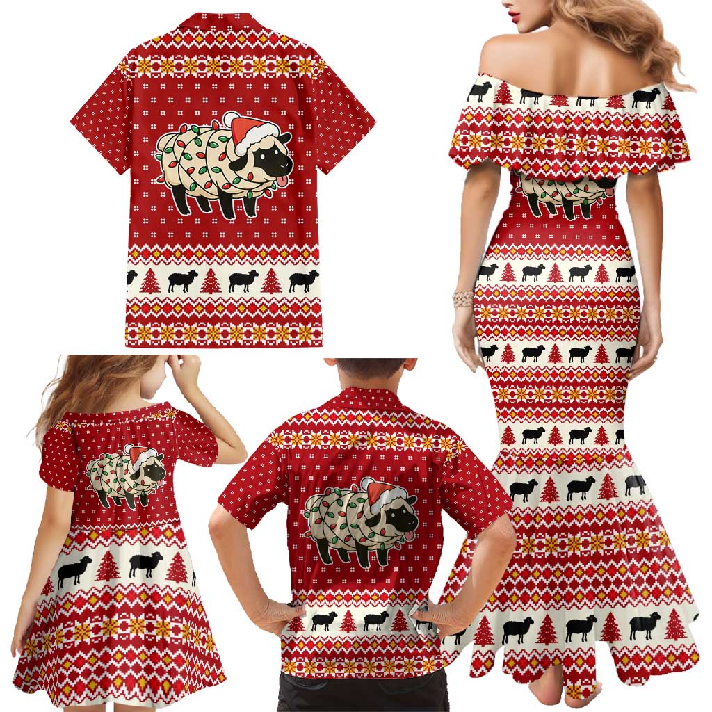 Sheep Merry Christmas Family Matching Mermaid Dress and Hawaiian Shirt Xmas Holiday Patterns - Wonder Print Shop