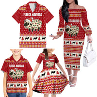 Sheep Merry Christmas Family Matching Off The Shoulder Long Sleeve Dress and Hawaiian Shirt Xmas Holiday Patterns - Wonder Print Shop