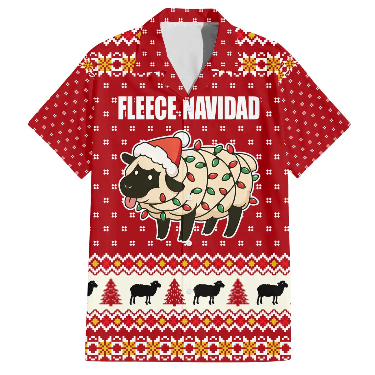 Sheep Merry Christmas Family Matching Off The Shoulder Long Sleeve Dress and Hawaiian Shirt Xmas Holiday Patterns - Wonder Print Shop