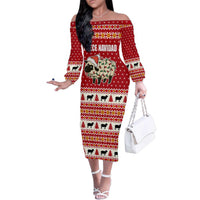Sheep Merry Christmas Family Matching Off The Shoulder Long Sleeve Dress and Hawaiian Shirt Xmas Holiday Patterns - Wonder Print Shop