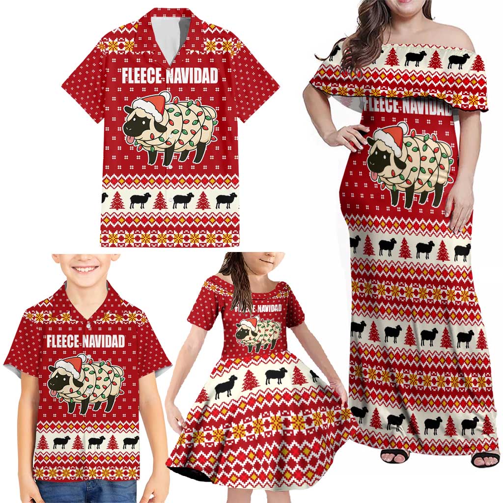 Sheep Merry Christmas Family Matching Off Shoulder Maxi Dress and Hawaiian Shirt Xmas Holiday Patterns - Wonder Print Shop