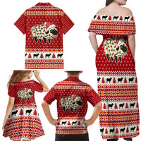 Sheep Merry Christmas Family Matching Off Shoulder Maxi Dress and Hawaiian Shirt Xmas Holiday Patterns - Wonder Print Shop