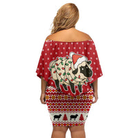 Sheep Merry Christmas Family Matching Off Shoulder Short Dress and Hawaiian Shirt Xmas Holiday Patterns - Wonder Print Shop