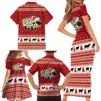 Sheep Merry Christmas Family Matching Short Sleeve Bodycon Dress and Hawaiian Shirt Xmas Holiday Patterns - Wonder Print Shop