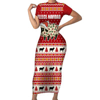 Sheep Merry Christmas Family Matching Short Sleeve Bodycon Dress and Hawaiian Shirt Xmas Holiday Patterns - Wonder Print Shop