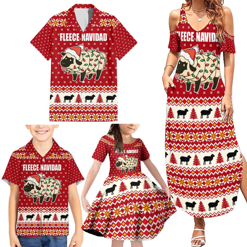 Sheep Merry Christmas Family Matching Summer Maxi Dress and Hawaiian Shirt Xmas Holiday Patterns - Wonder Print Shop
