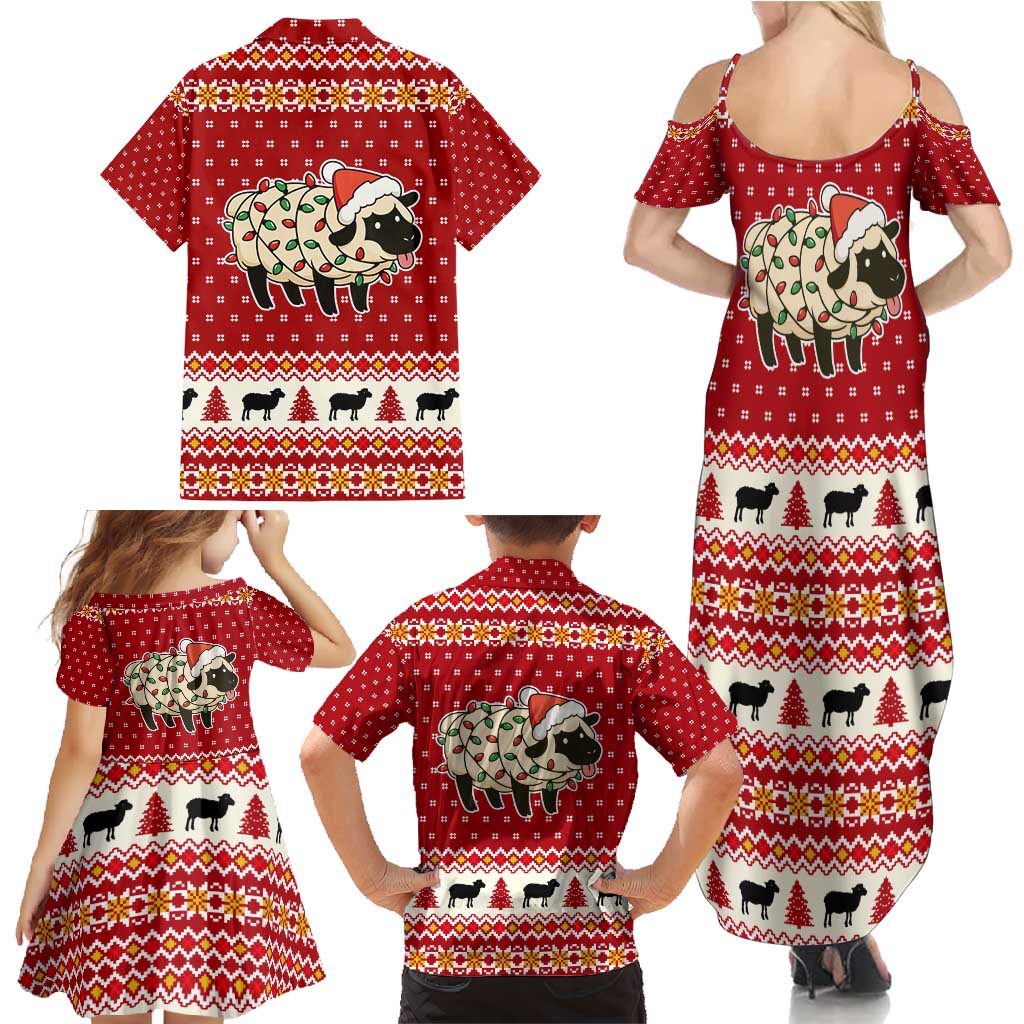 Sheep Merry Christmas Family Matching Summer Maxi Dress and Hawaiian Shirt Xmas Holiday Patterns - Wonder Print Shop