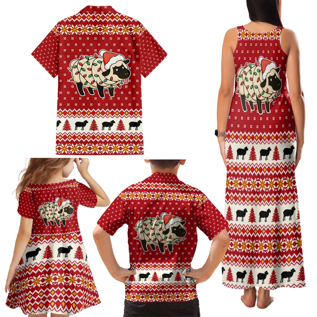 Sheep Merry Christmas Family Matching Tank Maxi Dress and Hawaiian Shirt Xmas Holiday Patterns - Wonder Print Shop