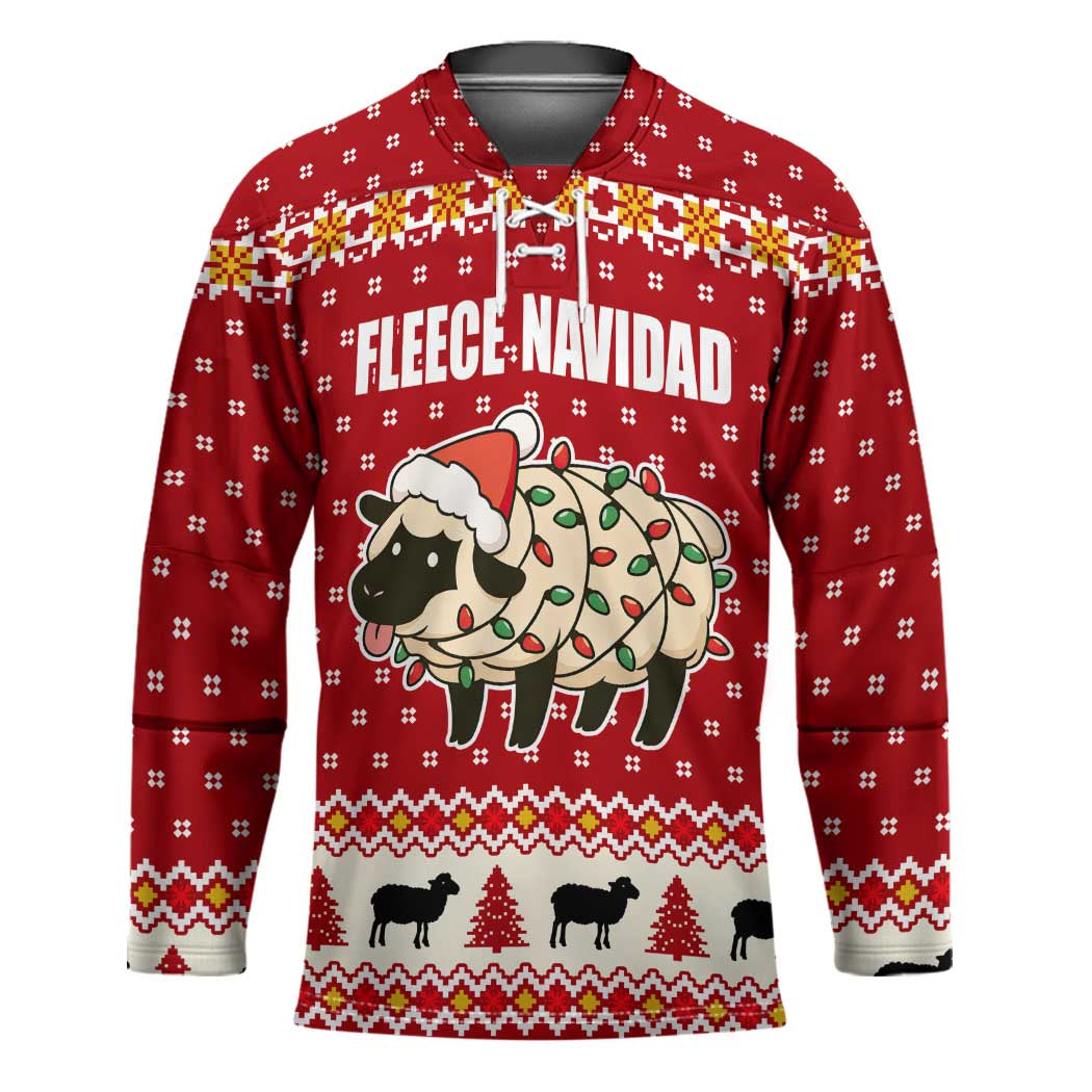 Sheep Merry Christmas Hockey Jersey Xmas Holiday Patterns - Wonder Print Shop