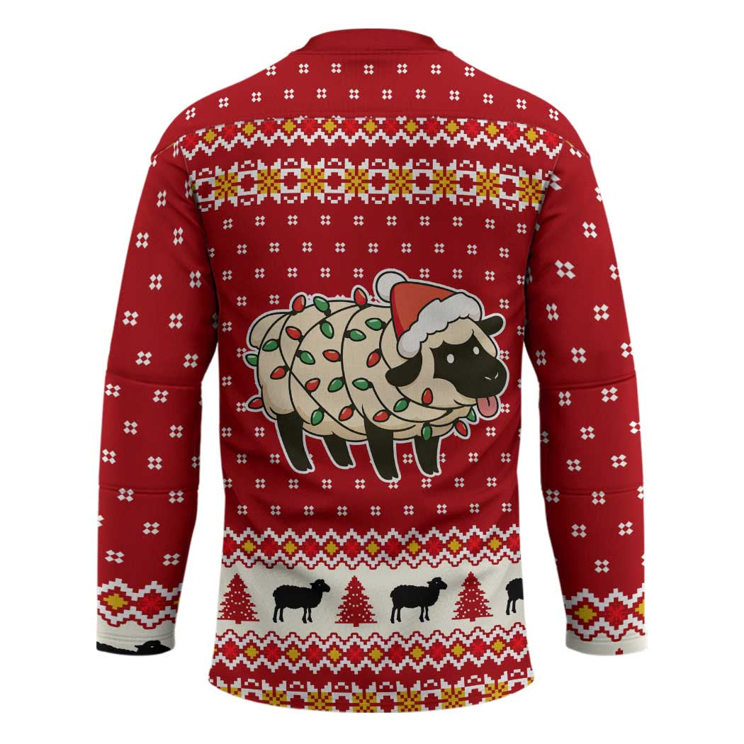 Sheep Merry Christmas Hockey Jersey Xmas Holiday Patterns - Wonder Print Shop