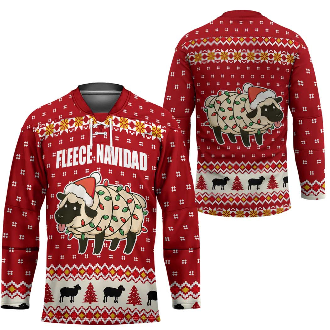 Sheep Merry Christmas Hockey Jersey Xmas Holiday Patterns - Wonder Print Shop