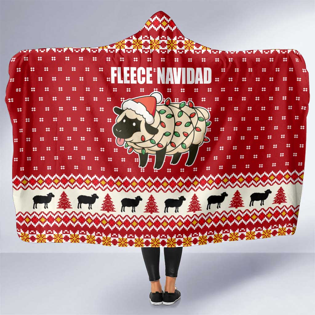 Sheep Merry Christmas Hooded Blanket Xmas Holiday Patterns - Wonder Print Shop
