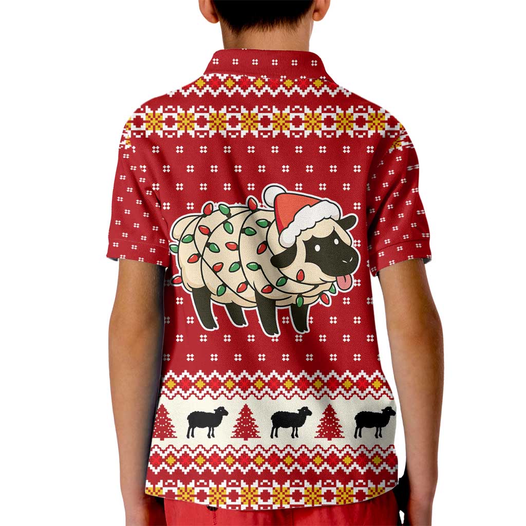Sheep Merry Christmas Kid Polo Shirt Xmas Holiday Patterns - Wonder Print Shop