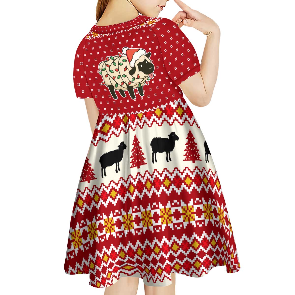 Sheep Merry Christmas Kid Short Sleeve Dress Xmas Holiday Patterns - Wonder Print Shop