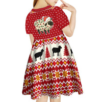 Sheep Merry Christmas Kid Short Sleeve Dress Xmas Holiday Patterns - Wonder Print Shop