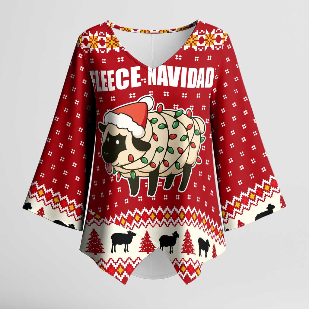 Sheep Merry Christmas Kimono Sleeve Blouse Xmas Holiday Patterns - Wonder Print Shop
