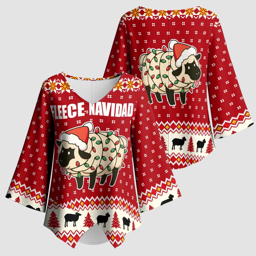 Sheep Merry Christmas Kimono Sleeve Blouse Xmas Holiday Patterns - Wonder Print Shop