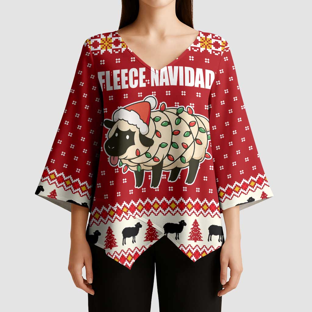 Sheep Merry Christmas Kimono Sleeve Blouse Xmas Holiday Patterns - Wonder Print Shop