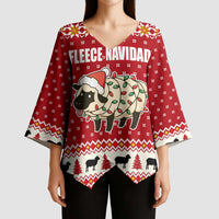 Sheep Merry Christmas Kimono Sleeve Blouse Xmas Holiday Patterns - Wonder Print Shop