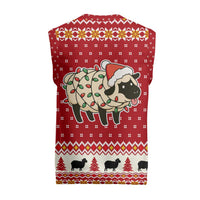 Sheep Merry Christmas Knitted V-Neck Vest Xmas Holiday Patterns - Wonder Print Shop