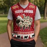 Sheep Merry Christmas Knitted V-Neck Vest Xmas Holiday Patterns - Wonder Print Shop