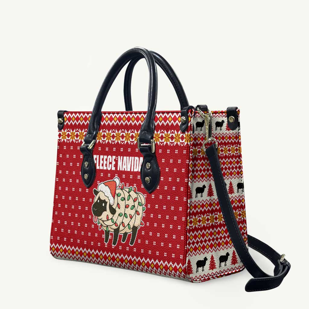 Sheep Merry Christmas Leather Bag Xmas Holiday Patterns - Wonder Print Shop