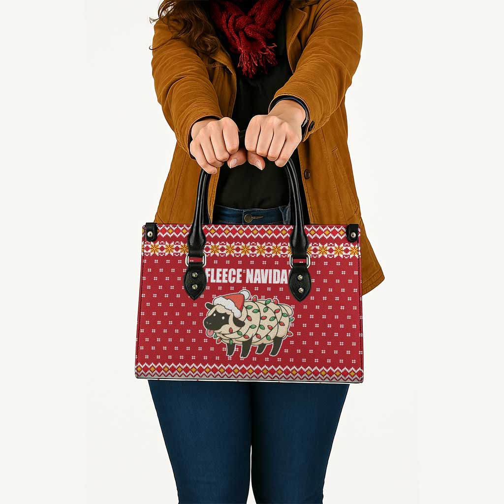 Sheep Merry Christmas Leather Bag Xmas Holiday Patterns - Wonder Print Shop