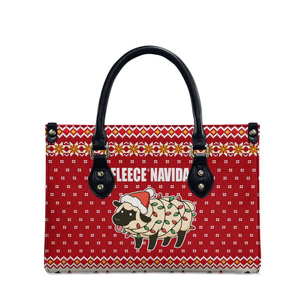 Sheep Merry Christmas Leather Bag Xmas Holiday Patterns - Wonder Print Shop