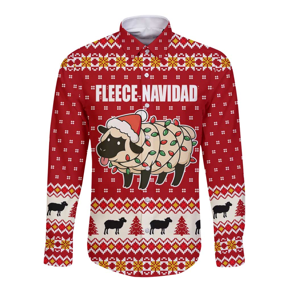 Sheep Merry Christmas Long Sleeve Button Shirt Xmas Holiday Patterns - Wonder Print Shop
