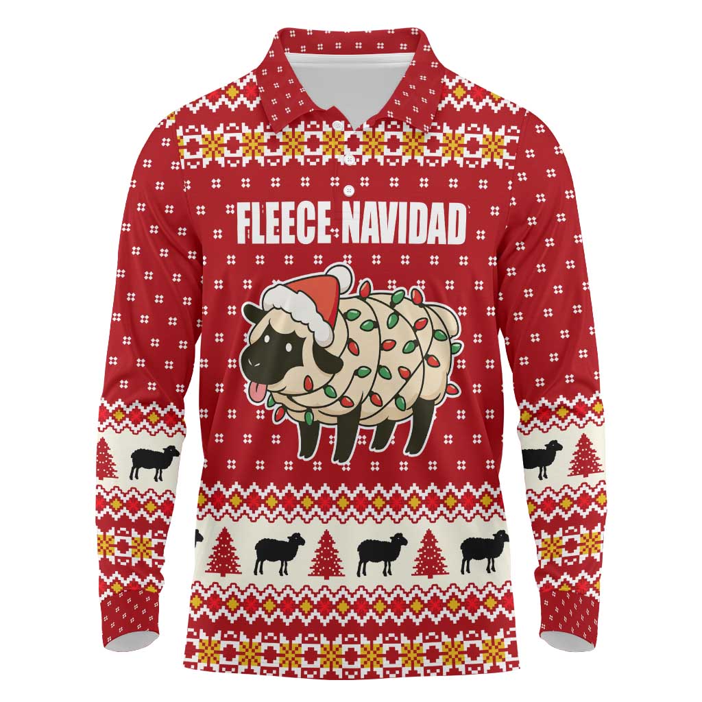 Sheep Merry Christmas Long Sleeve Polo Shirt Xmas Holiday Patterns - Wonder Print Shop