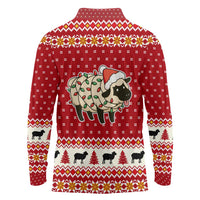 Sheep Merry Christmas Long Sleeve Polo Shirt Xmas Holiday Patterns - Wonder Print Shop